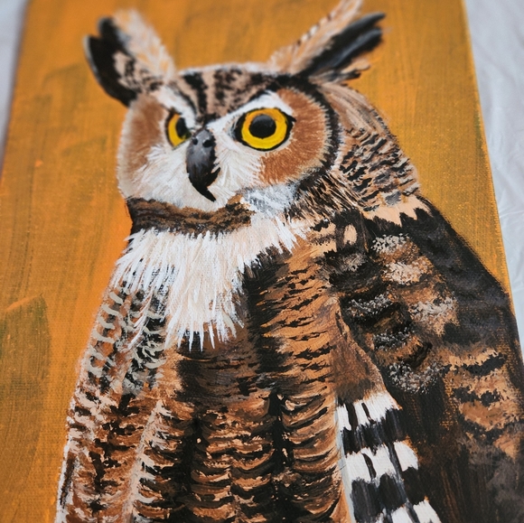 Original Signed acrylic paintings of Great Horned Owl - Picture 3 of 5